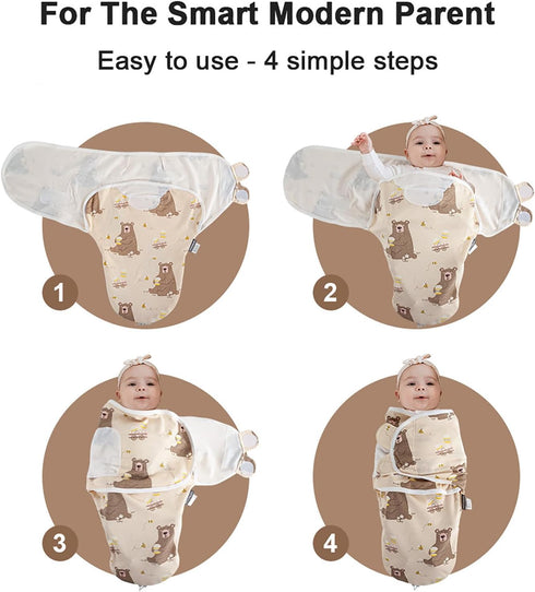 HOUSBAY 2-Way 1 Pack 3-6 Baby Swaddle Blanket Boy Girl Super Soft Material Newborn Adjustable Swaddles Zipper Sleep
