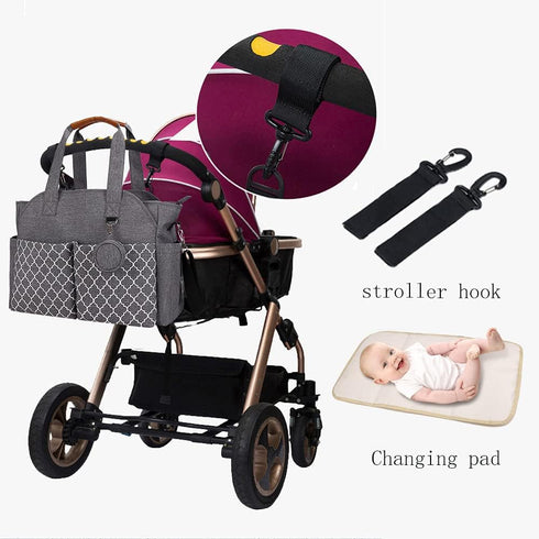 MEYTEILAY Diaper Bag Tote Large Multi-Function Baby Changing Bag for Mom with Changing Station Travel Nappy Bag