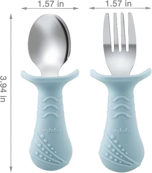 6-in-1 Set PandaEar Stainless Steel Baby Feeding | Divided Suction Plate, Bowl, Sippy Cup with Straw, Bib, Spoon & Fork
