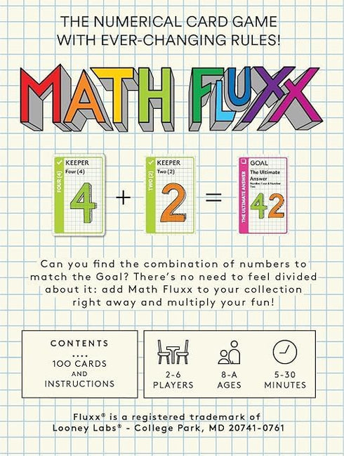 Math Fluxx Card Game by Looney Labs - A Mathematical Adventure for All Ages