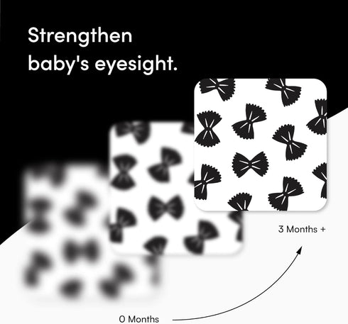Tummy 0+ Set Pasta for Baby High Contrast Cards Sensory Toy Learning Activity Large Black and White Flash Cards Newborn