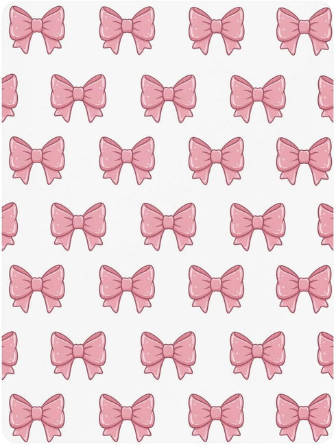 CZXW 52" 28" Pink Bows Crib Sheets Fitted x Natural Cotton Soft & Breathable for Baby Crib Mattress