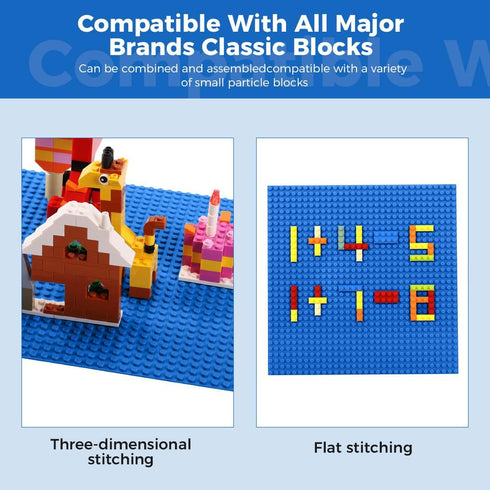 Classic Baseplates Building Plates-8 Pack 10" x 10" Building Boards,100% Compatible with All Major Brands and Activity Table, Creative Building Platforms Mats for Toy Bricks,Blue