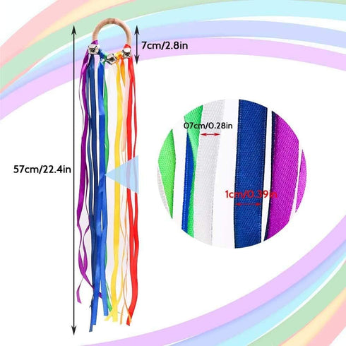 Montessori Hand Kite, Baby Sensory Ribbon Toy, Wooden Rainbow Toddler Toys for Engaging Sensory Play