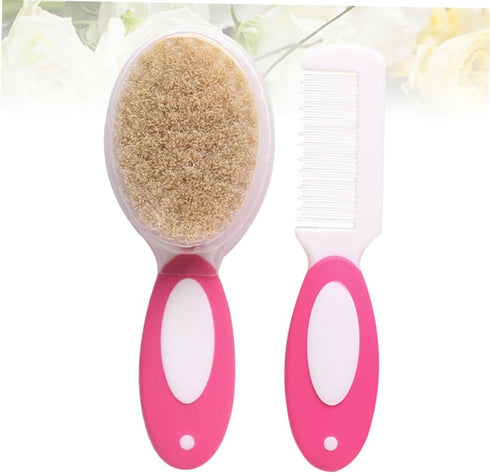 HONITANO 2pcs Set Care Newborn Essential Hair Brush Comb Scalp Massager Gentle Tips for Nursery Hair Care