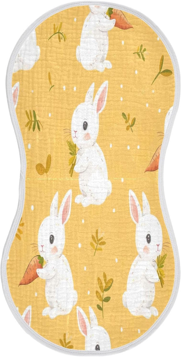 YETTASBIN Cartoon Bunny Muslin Baby Burp Cloth, Super Soft Absorbent Cotton Burp Rag