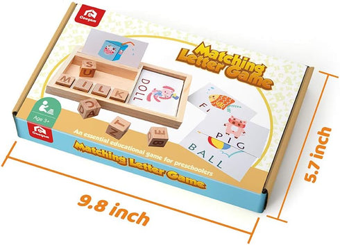 Coogam Spelling Games - Wooden Matching Letters Toy with Flash Cards, Montessori ABC Learning Puzzle Gift for Kids