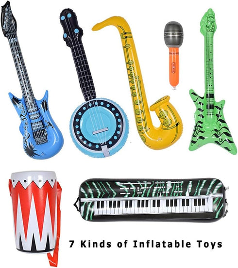 Set, 30 80s 90s Max Fun Inflatable Rock Star Toy PCS Party Decorations Inflatable Party Props Musical Instrument Blow