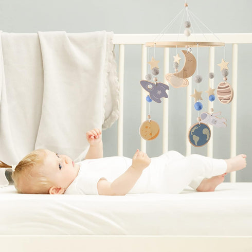 Set Baby Mobile for Crib, Astronaut Crib Nursery Mobile for Boys Girls, Boho Nursery Decor Soothe Toy Baby Shower