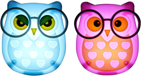 2 PCS Owl LED Plug in Night Light for Kids, Auto Controlled Nightlights for Baby Nursing (Blue+Pink)