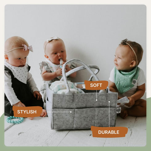 Parker Baby Diaper Caddy - Versatile Nursery Storage Organizer (Gray, Regular Size)