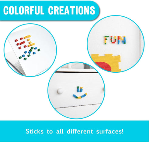 125 4 KOMARC GAMES StickiKubes, Mini Stacking Cubes that Stick to Anything, Non Toxic Kid Safe Sticky Blocks, Creative