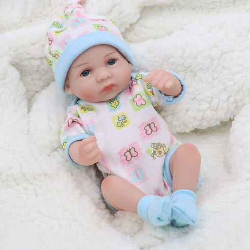Reborn Baby Boy Doll, 10 Inch Anatomically Correct Realistic Silicone Vinyl Baby Doll Gift Set for Kids 3+