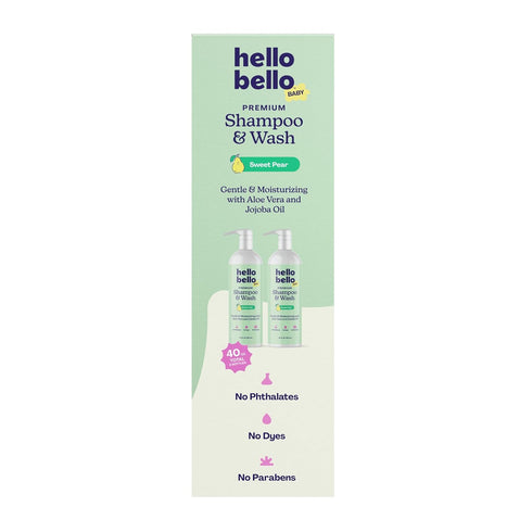 20 Oz (Pack 2) Hello Bello Sweet Pear Shampoo & Body Wash, Hypoallergenic, Dermatologist & Pediatrician Tested Formula