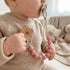 Canjolie 2 Pack Wood Paci Clips for Baby Girl, Premium Flexible Bead Design, Universal Fit, Safe Pacifier Holder