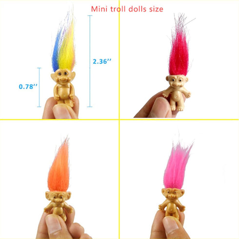 Lucky Mini Troll Dolls PVC Vintage Action Figures, Cute Little Guys Collection for Cake Toppers, Party Favors