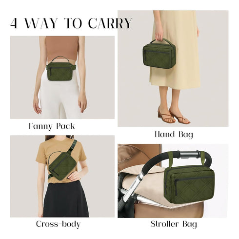 FannyPack Small Diaper Bag with Portable Changing Pad, Mini Crossbody Diaper with Wipes Pocket, Women Waist Bag