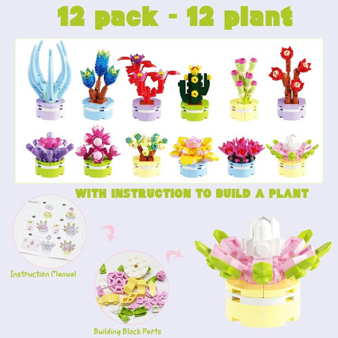 UMEELR 12Pcs Pre Filled Easter Eggs Kit, 12 in 1 Succulent Plants Building Blocks for Kids Easter Party