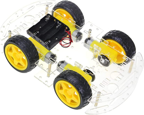 YIKESHU 4WD Smart Robot Car Chassis Kit - 2 Layer with Speed Encoder Battery Box for Kids Teens DIY