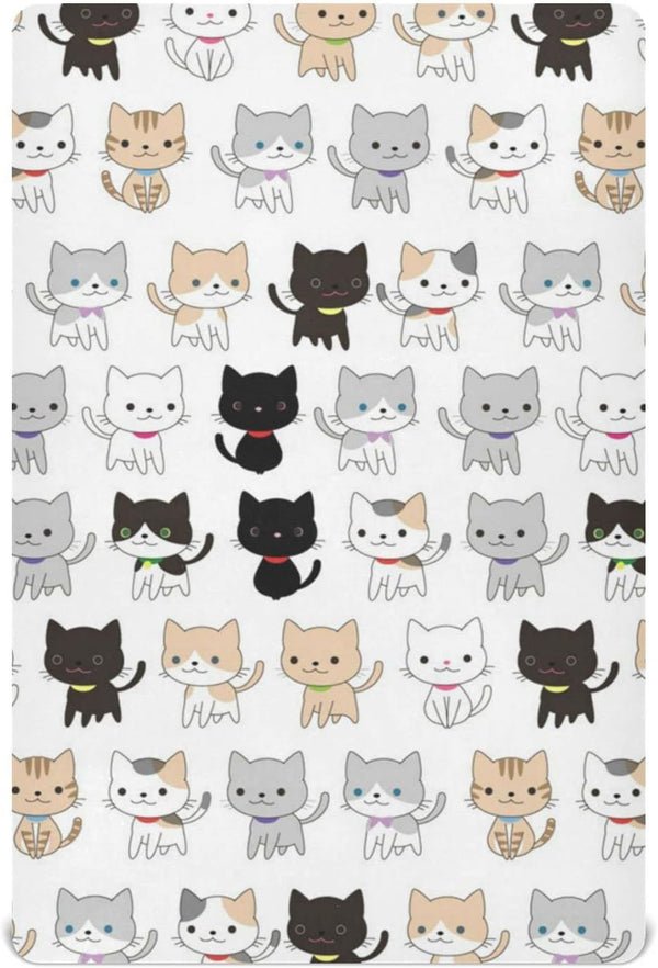 Kigai Cute Cats Crib Sheet for Boys and Girls Jersey Knit Fitted