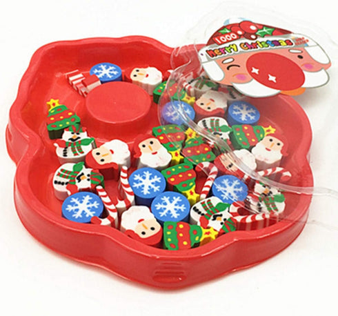HYSTYLE Christmas Erasers, Holiday Eraser Set, 120+ Pcs, Kids Gift, Party Prizes Favors