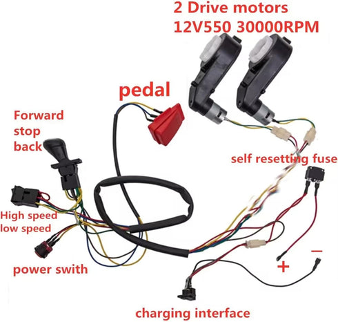 Children Electric Car DIY Accessories, Wires and Gearbox for Self-Made Toy Car Parts