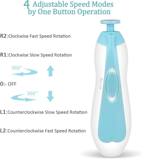 OUREPOCA Trimmer 6-in-1 Set Baby Nail File Clippers Electric: Baby Nail Electric Kit Fingernails Toes Care Manicure