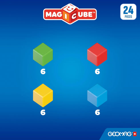 Geomag 15, (24-Piece Magicube Magnetic Building Blocks for Toddlers Ages Swiss-Made STEM Toy - Montessori)