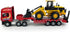 Flatbed Truck Toy with Excavator Loader, Metal Diecast Construction Vehicles 2 in 1 Playset for Boys Kids Gift (Red)