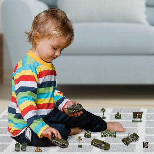 ArtCreativity Diecast Military Playset for Kids - 15-Piece Set with Army Trucks, Signs, and Imagination-Sparking Toys