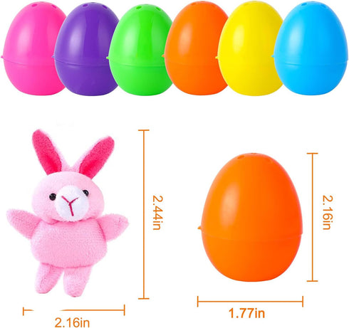 ThinkMax 24 pcs Easter Eggs Filled with Mini Plush Animals Toy for Basket Stuffers/Fillers, Hunt, Party Favor