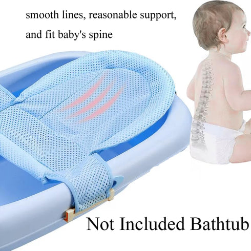 Adjustable Universal Baby Bath Support Mesh Non-Slip Infant Bathtub Shower Net Breathable Newborn Bath Cushion Pad Quick Drying Bath Sling for Toddler Aged 0-3 (No Bathtub)