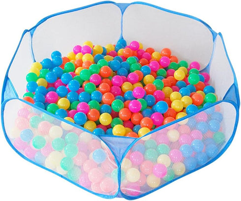 Portable Cute Blue Hexagon Children Ball Pit, Indoor/Outdoor Easy Folding Play Pool with Carry Tote