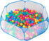 Portable Cute Blue Hexagon Children Ball Pit, Indoor/Outdoor Easy Folding Play Pool with Carry Tote