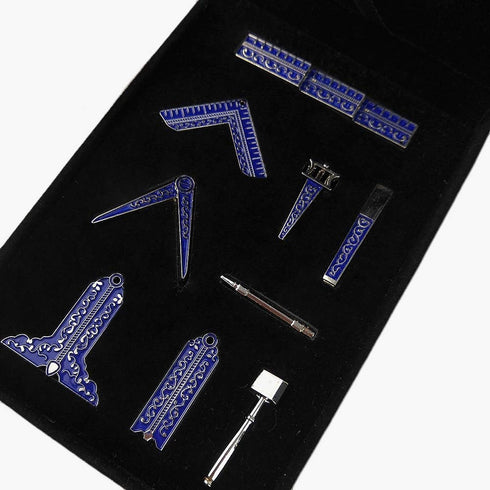 Miniature Masonic Working Tool Set in Velvet Box