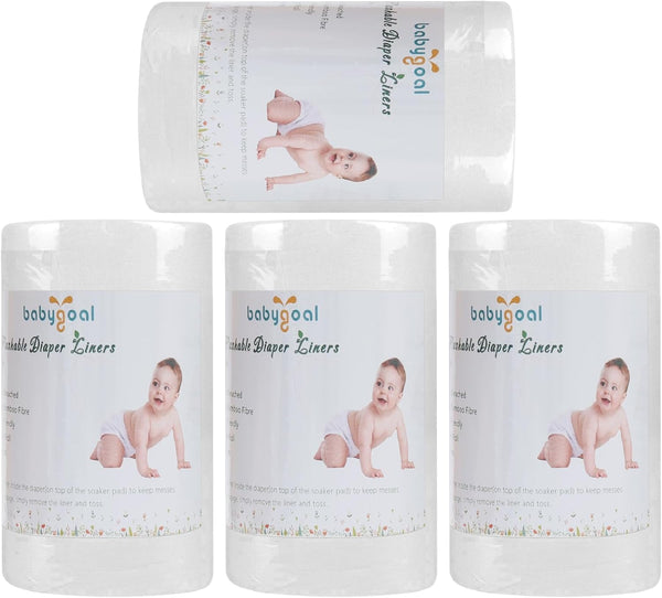 Babygoal Baby Cloth Diaper Liners 4 Pack, Rayon from Bamboo Liners for