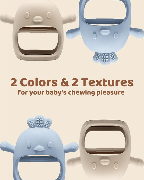 2 Packs Baby Teething Toy for 0-6 6-12 Months, Food Grade Silicone Teething Mitten, BPA Free Chew Toys