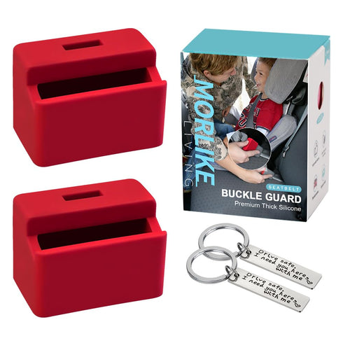 Morlike Silicone Seatbelt Secure Buckle Safety Cover Lock, Prevent Kids from Unbuckling in Car Seat, Fits Most Vehicles