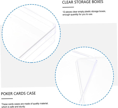 12pcs Clear Plastic Poker Box Organizer - Game Card Holders for Bridge Decks and Poker Cards Storage