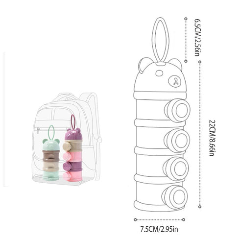 Manwetye 2 4-Layer PCS Baby Milk Powder Dispenser, Stackable Formula Container for Travel, Portable Snack Storage Box
