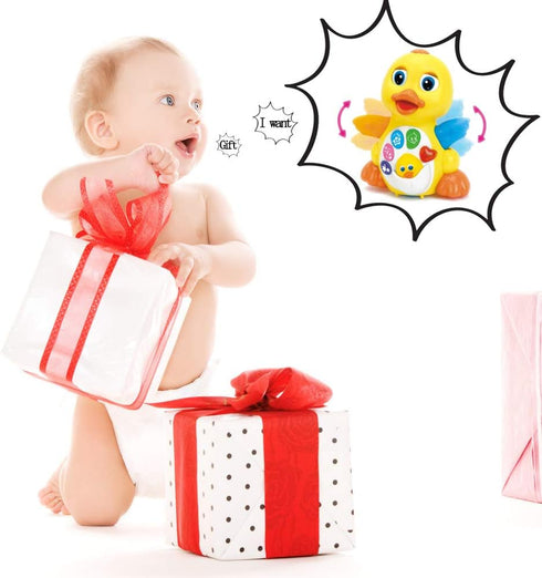 Musical Flapping Yellow Duck - Interactive Educational Learning Walking Light Up Dancing Toy for 1 Year Old