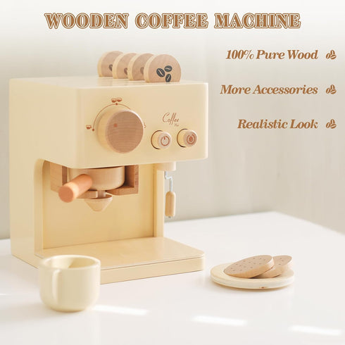 10Pcs Playset Set Sets ibwaae Kids Coffee Maker Toy Coffee Maker Wooden Kitchen Toys Toddler Play Kitchen Accessories
