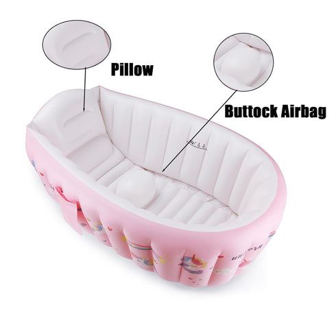 Swimming PandaEar Baby Inflatable Bathtub, Portable Travel Baby Infant Bath Tub Toddler Bathtub with Air Pump, Foldable