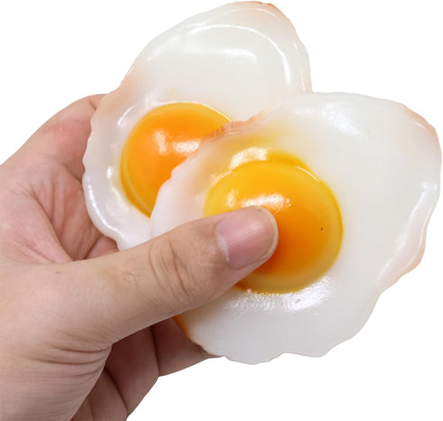Honbay 4PCS Lifelike Artificial Fried Eggs PVC Resin Fake Food Realistic Simulation Cooked Egg Imitation Food Model