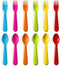 Plastic Toddler Utensils Set of 12, Kids Forks and Spoons, BPA FREE/Dishwasher Safe Brightly Colored Children's Flatware