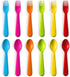Plastic Toddler Utensils Set of 12, Kids Forks and Spoons, BPA FREE/Dishwasher Safe Brightly Colored Children's Flatware
