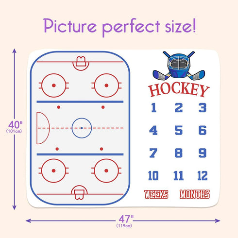 Baby Age Milestone Blanket, Hockey Stadium Growth Chart for Nursery, 1-12 Months, Includes 4 Frame and 1 Headband
