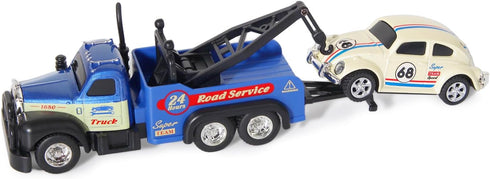 Set 2PCS,City 3-5 4-7 8-12 1:64 haomsj Mini Rc Tow Truck Toy with Mini Metal Car Service Vehicle Remote Control Tow