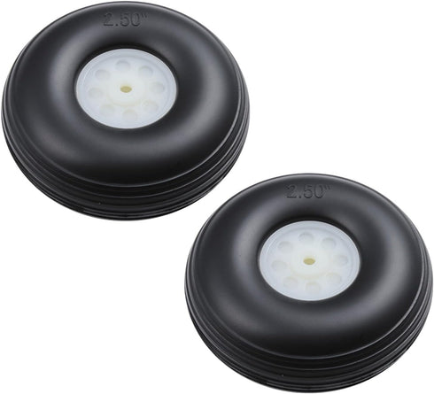 2.5" Rubber RC Airplane Tire and Wheel Sets, 2PCS Plastic Hub for RC Model Aircraft