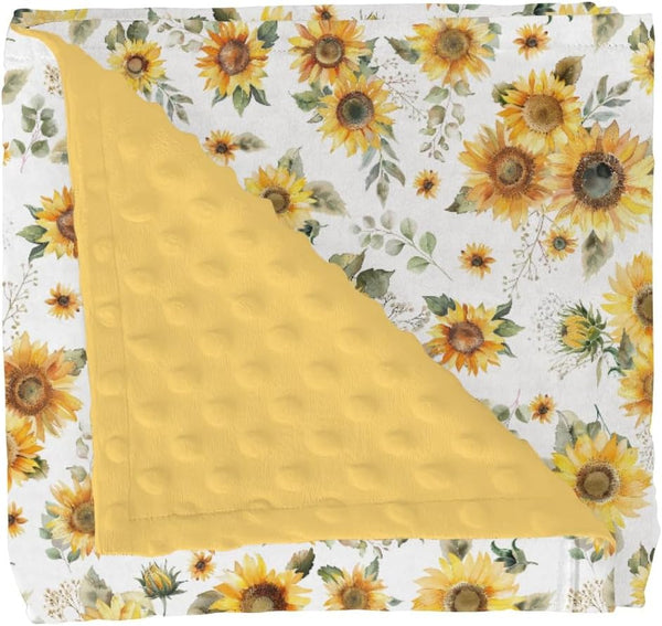 Yellow Sunflower Floral Baby Blankets for Girl Boy Boho Sunflowers Leaves Soft